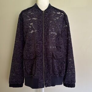 Elevenes Anthropologie Lace Zipper Front Jacket